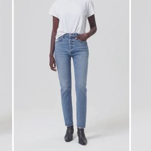 EUC Agolde Riley Long jeans in Cove.